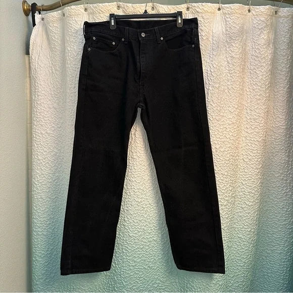 Men’s Levi's 505 Black Straight Jeans Classic Denim - Picture 1 of 8